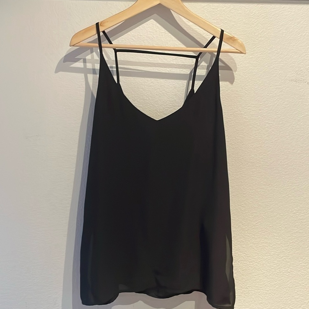 H&M Camisole Deep V Neck Tanktop Blouse, Black Size 14